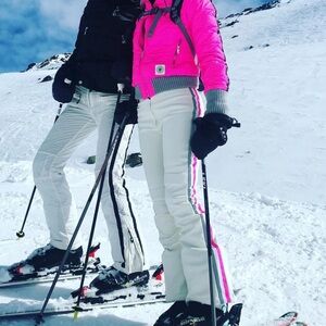 Maison Ogier ski pants with pink stripes